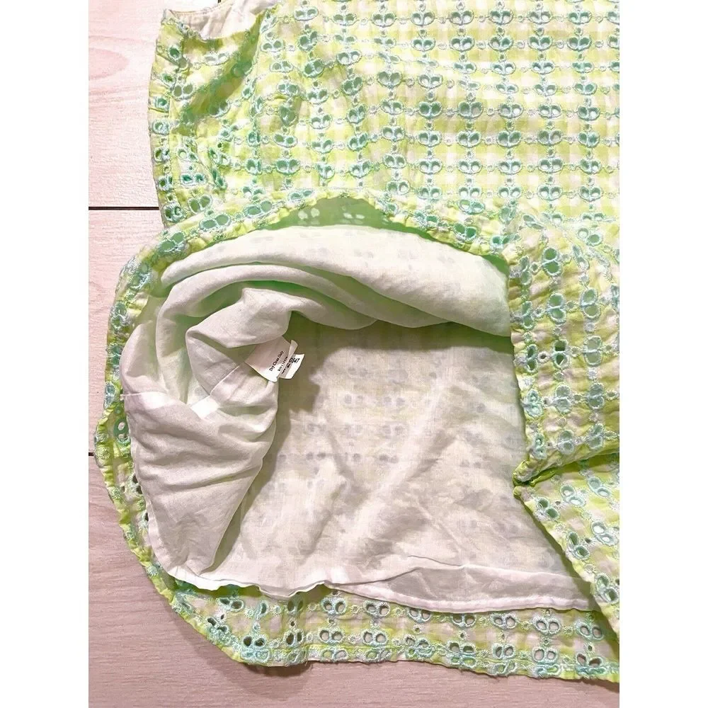 Vineyard Vines‎ green eyelet sequin neckline tank top 100% Cotton Size 4 - Picture 2 of 3